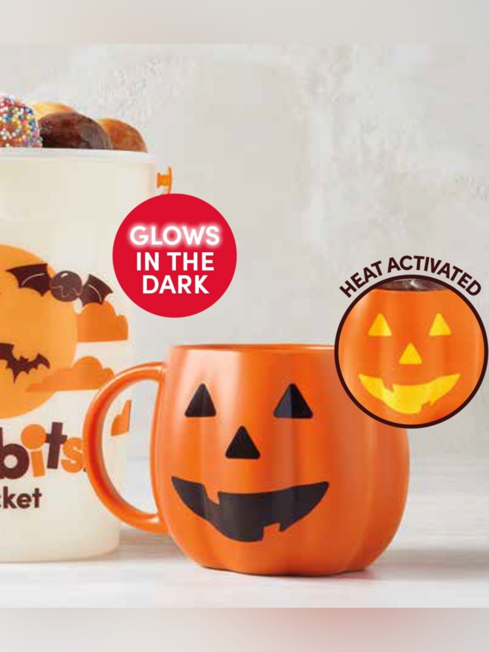 Glow-in-the-Dark Pumpkin Jack-O'-Lantern Mug - Orange